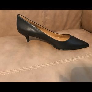 Black Kitten Heel Pump Leather